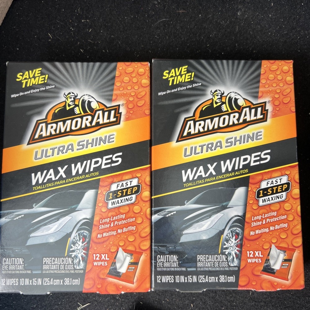 ArmorAll Ultra Shine Wax Wipes 12 XL Fast 1-Step Waxing NOS - Discontinued Lot 2